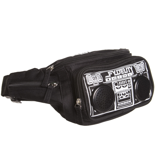 Black Retro Boombox Bum Bag With Working