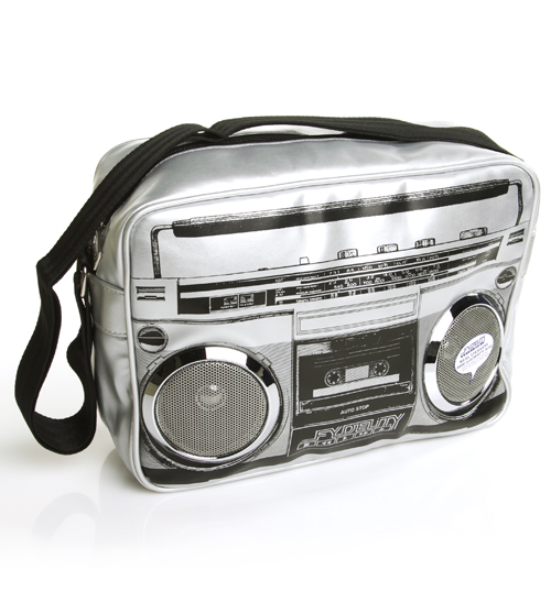 Retro Silver Ghettoblaster Shoulder Bag With