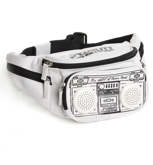 White Retro Boombox Bum Bag With Working