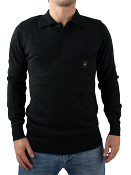 Charcoal Long Sleeve Polo Knit