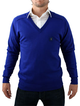 Prussian Blue V-Neck Knit