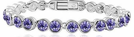 Galaxy Fashion JewelleryTM Bracelet with Tanzanite Swarovski Elements in 18ct White Gold Finish