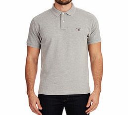 Grey pique cotton polo shirt