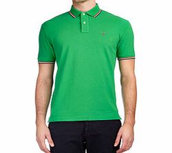 Kiwi and red cotton polo shirt