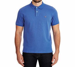 Sapphire blue pique cotton polo shirt