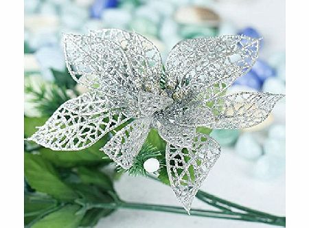 GAOHOU 1PC Christmas Flowers Xmas Tree Decorations Glitter Hollow Wedding Party Decor