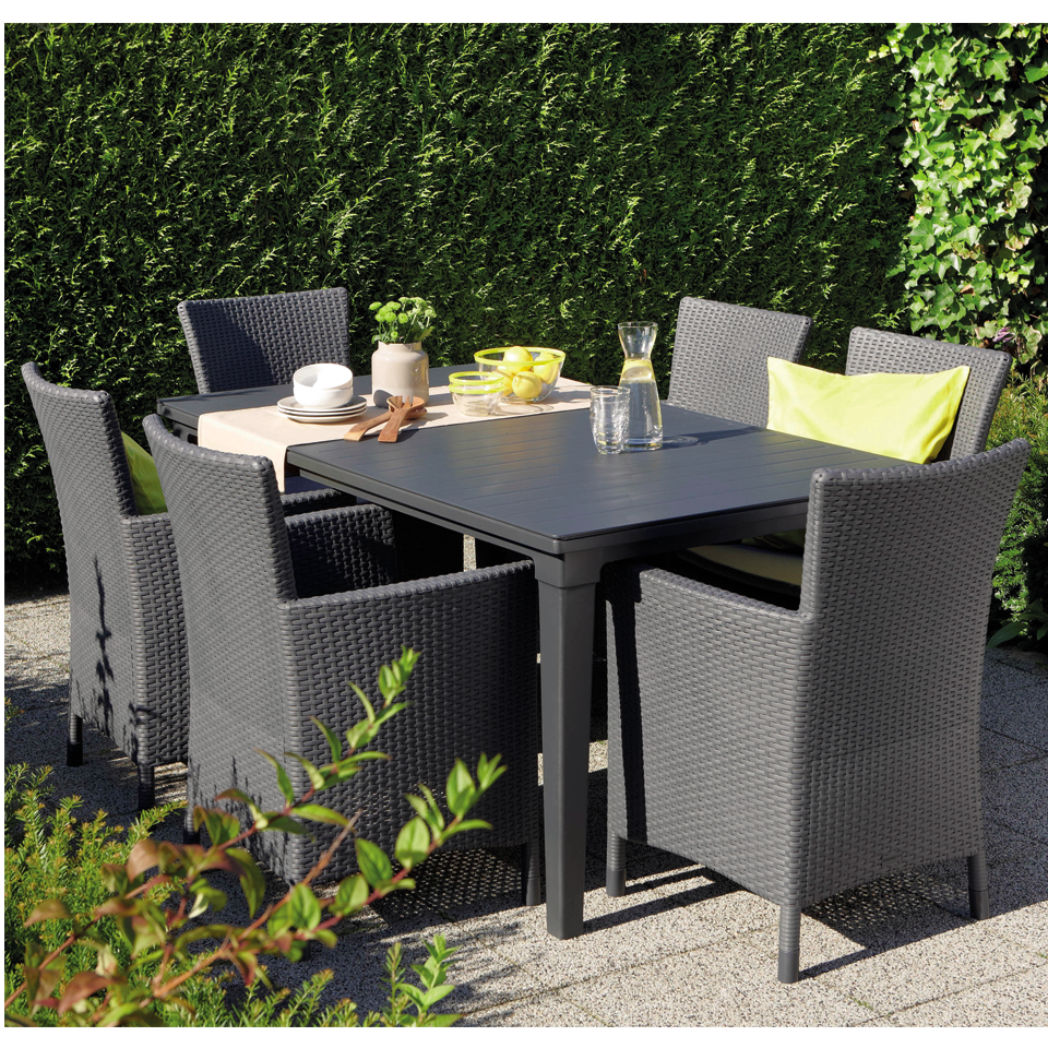 Gardens and Homes Direct Allibert Montana Anthracite Grey Rattan Dining Set