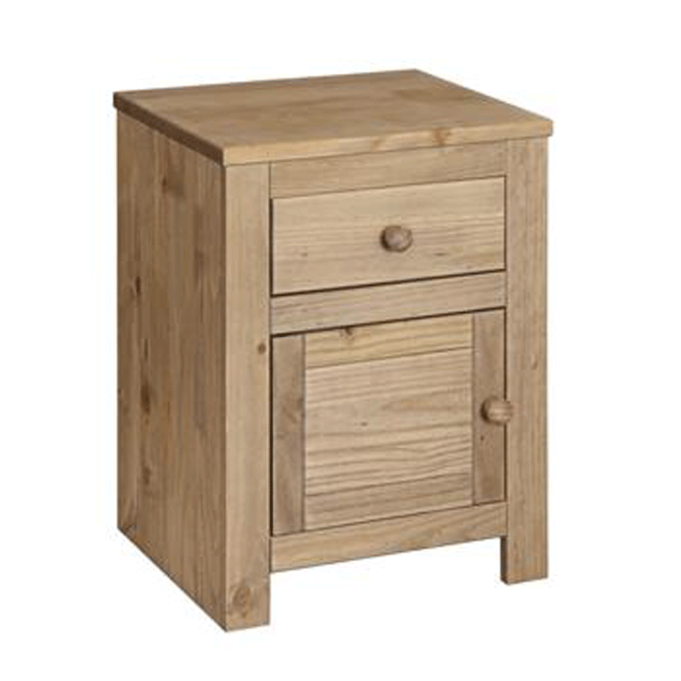 Gardens and Homes Direct Hacienda 1 Door 1 Drawer Pine Bedside Table