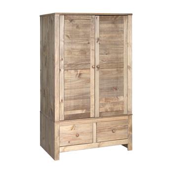 Gardens and Homes Direct Hacienda 2 Door 2 Drawer Wide Pine Wardrobe