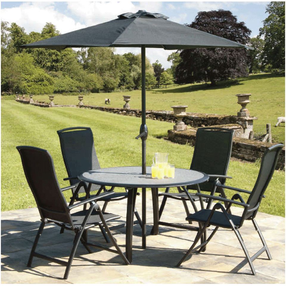 Gardens and Homes Direct Havana Spraystone Black 4 Seat 1.2m Dining Set