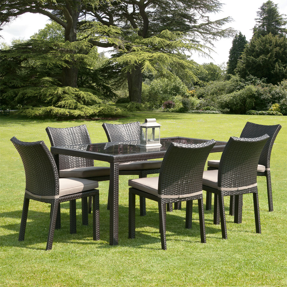 Nevada 1.5m 6 Seat Brown Rattan Garden Dining Set