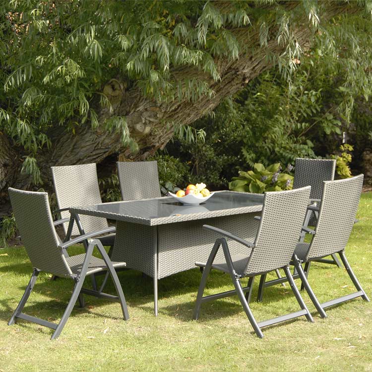 Sienna 1.7m Six Seat Rattan Dining Set