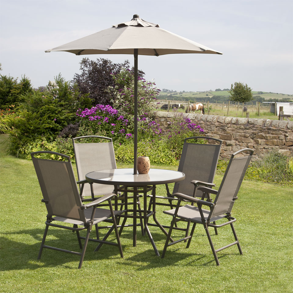 Gardens and Homes Direct Suntime Havana Mocha 4 Seat 90cm Round Dining Set