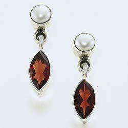 Garnet & Freshwater Pearl Earrings