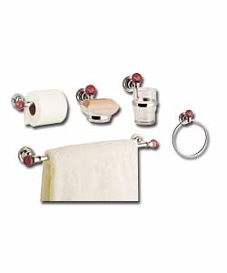 Garnet Crackle Glass/Chrome 5 Piece Bathroom Set