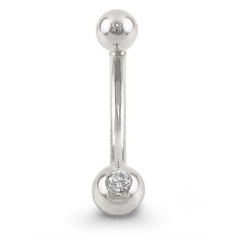 0.05 Carat Diamond Navel Bar In 9 Carat White Gold