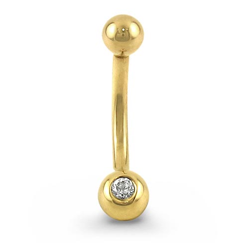 0.05 Carat Diamond Navel Bar In 9 Carat Yellow Gold