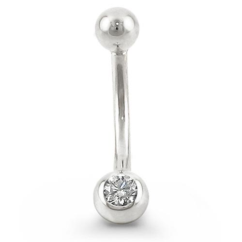 0.10 Carat Diamond Navel Bar In 9 Carat White Gold