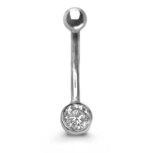 0.25 Carat Diamond Navel Bar In 9 Carat White Gold