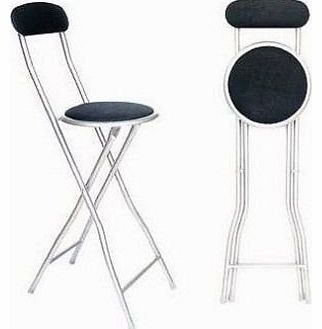 GB 1x Folding Breakfast Bar Stool Office Kitchen Parties High Chair Black & Silver