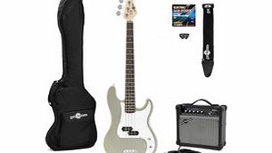 Gear4Music LA Bass Guitar   Amp Pack Silver Flake