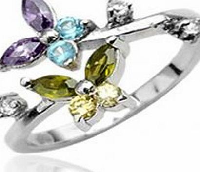 Gekko Body Jewellery Sterling Silver Multi-Colour Cubic Zirconia (CZ) Butterfly Toe Ring