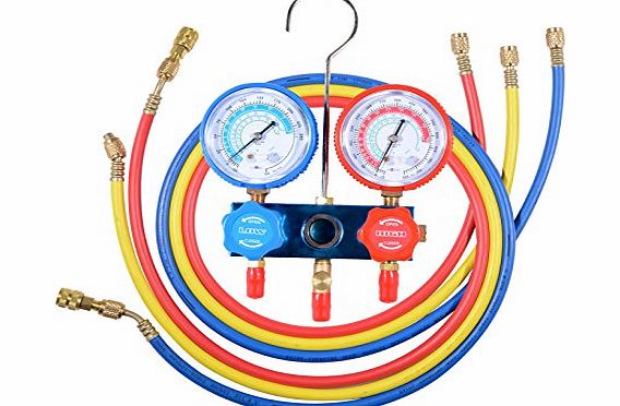 Generic 2 Way Manifold Gauge Set Refrigeration Air Conditioning R410A R22 R404A Hose Kit