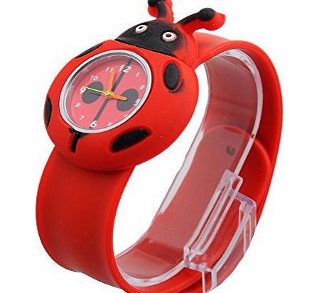 Generic Daditong Lovely Childrens Analog Ladybug Ladybird Bendable Plastic Strap Kids Slap Watch