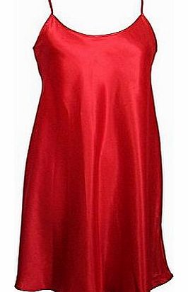 Generic Ladies Satin Chemise / Nightie / Slip - Plain Red - Sizes - 8 - 22 (20/22)