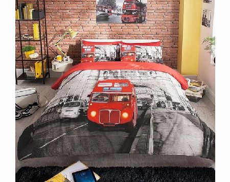 Generic Modern London Red Bus Double Duvet Cover Set