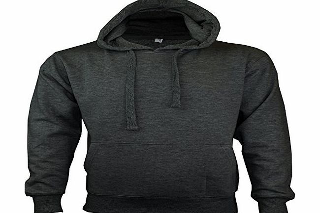 Generic NEW MENS HOODED HOODIE FLEECE TOP JUMPER WORK WEAR SWEATSHIRT HOODY PLAIN BNWT (L, Charcoal)