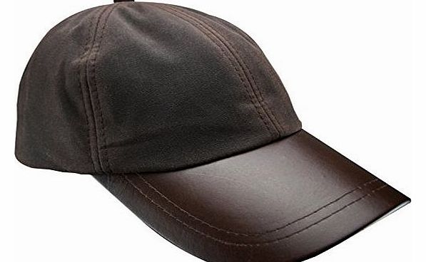 Generic New Mens Wax Baseball Cap Leather Peak Fishing Shooting Outdoor Waxed Cotton Hat Brown Black Light Green Dark Green (Brown)