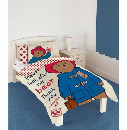 Generic Paddington Bear Single Duvet Cover and