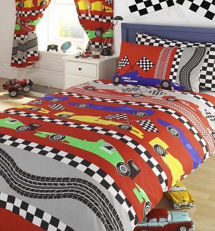 Generic Racing Cars Single Duvet Cover and Pillowcase Set