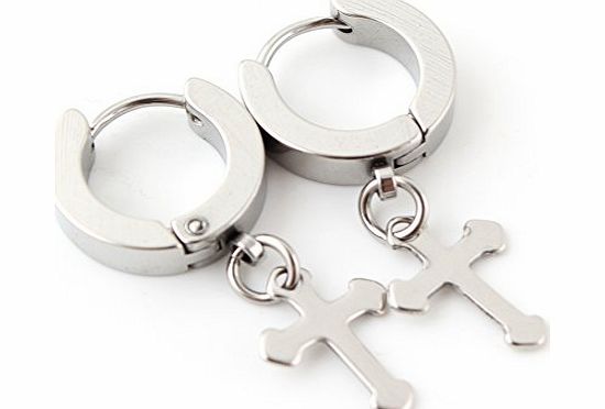 Generic Silver Cross Shaped Ear Rings Mens Titanium Earrings Studs