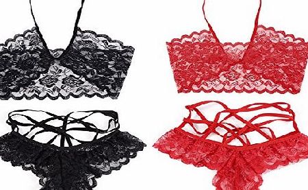 Generic Womens Underwear Sleepwear Bra And G-String Sexy Lingerie Lace Babydoll Panties Briefs Nightwear Kni