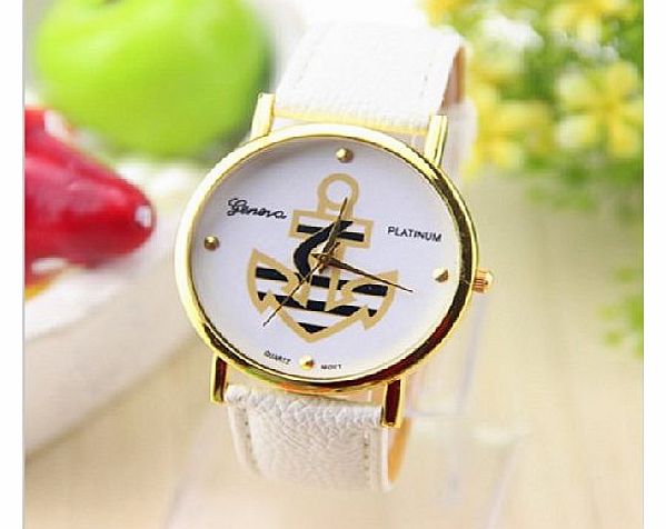 Geneva Fashion GENEVA Unisex Ladies Women Anchor Hooks Stripes Watches Multi-color (White)