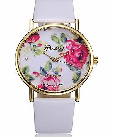 Geneva Ryanwayland 20 Styles New Arrival Hot Selling Women Rose Gold Geneva Brand Flower Azetec Pattern Alloy Ladies Dress Watch Lover Gift Quartz Wristwatches (Style 15)