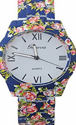 Ryanwayland XMAS Gift New Fashion GENEVA Stainless Steel Flower Style Bracelet Women Ladies Dress Watches White