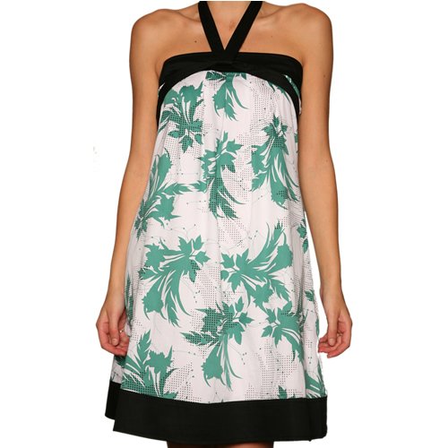 Ladies Gentle Fawn Flock Dress White/emerald