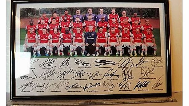 Geoffs Autographs ARSENAL FRAMED SIGNED AUTOGRAPH TEAM SQUAD PRINT 2013/14 MESUT OZIL 2014 MINT UACC