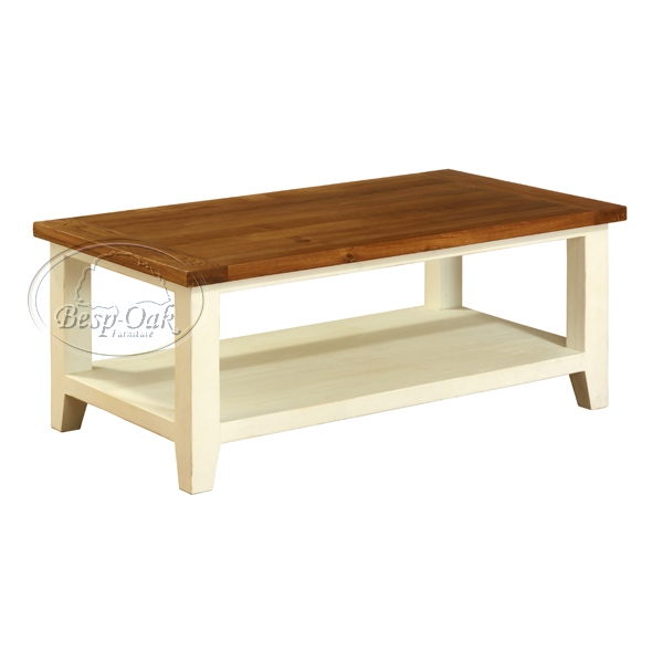 georgia Painted Coffee Table with Shelf - Cream