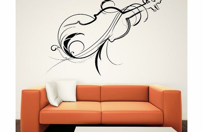 GetitStickit Decorative Violin Wall Art Decals Wall Stickers 01 - Vinyl Sticker Wall Art Deco Decal - 50cm Height,50cm Width - Black Vinyl