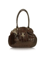 Dark Brown Crocodile and Python Shoulder Bag