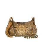 Jeweled Python Leather Chain Strap Purse