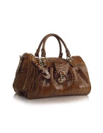 Natural Brown Crocodile and Python Satchel Bag