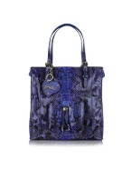 Violet Front Pocket Python Tote Bag w/Pouch