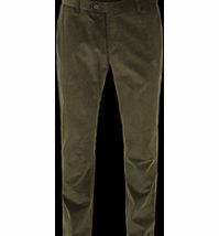 Gibson Dark Olive Cord Plain Front Trouser 30R