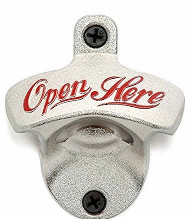 Gift House International IGGI Retro Wall Mounted Beer Bottle Opener, Silver