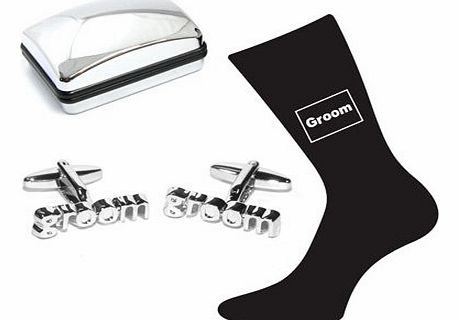 GIFTSEARCH Groom Wedding Silver Plated Cufflinks 